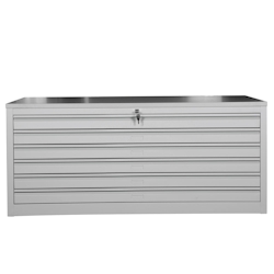 PROREGAL Flachablagenschrank Chinchilla | 6 Schubladen | Schwanenhalsgriff | HxBxT 62x140x95 cm | Holzabdeckplatte | Grau Image