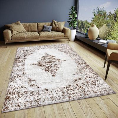 Teppich HANSE HOME "Retro", braun (creme,braun), B:120cm H:13mm L:170cm, Polyester, Teppiche, strapazierfähig, pflegeleicht, robust, glänzend Image