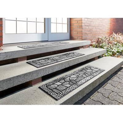 Stufenmatte ANDIAMO "Outdoor, 2er Set", grau, B:24cm H:6mm L:90cm, Obermaterial: 100% Gummi, Teppiche, Outdoor-Stufenmatten, Stein Motiv, Gartenbereich, Außenbereich Image