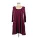 Lulus Casual Dress - Mini Scoop Neck 3/4 sleeves: Burgundy Solid Dresses - Women's Size Medium