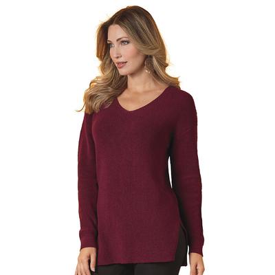 Masseys Favorite V-Neck Sweater (Size S) Cabernet, Polyester,Nylon,Wool