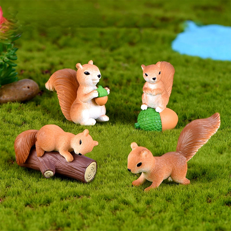 Figurines d'animaux miniatures réalistes pour la décoration de jardin, gnome de jardin nickel é, mousse, mini forêt d'Auckland, SLaura rel, cadeau, 4 pièces, 5 pièces