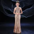Robe de Princesse Luxueuse à Paillettes Brillantes pour Fille de 2 Ans Tenue de Soirée Élégante en