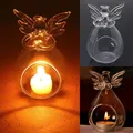Bougeoir en verre Transparent en forme d'ange bougeoir en verre cristal creux chandelier
