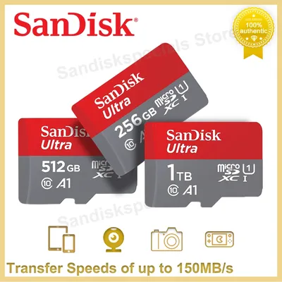SanDisk Carte Micro SD Ultra MicroSDXC UHS-I C10 U1 Full HD A1 64 Go 128 Go 256 Go 512 Go 1 To