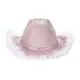 Hirigin-Chapeau Western Flash Powder pour mariée adulte bord brut bande de diamants blancs