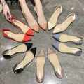 Plus Size Frühling Sommer Frauen Wohnungen transparenten Slip auf flachen Schuhen Frau Ballerinas