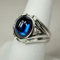 Klassische Männer \ \'s glänzenden blauen Stein Silber Farbe Ring Modeschmuck exquisite Jungen