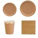 Party Pure Kraft Paper Themed Disposable Tableware Set Paper Plates Cups Straw Napkins Party Wedding