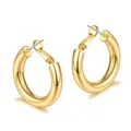 Vonmoos Lady Luxury Gold Hoop Earrings 14K Gold Plated Thick Gold Hoops Earrings With 925 Sterling