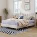 Linen Upholstered Platform Bed with Tufted Headboard, Full Size