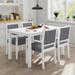 5-Piece Dining Table Set with 4 Arm Thick Sponge Upholstered Dining Chairs, Wood Large Tabletop Kitchen Table