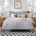 Full Size Linen Platform Bed, Vertical Tufted Headboard