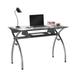 Techni Mobili Contempo Clear Glass Top Computer Desk with Pull Out Keyboard Panel