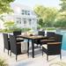 7-Piece Outdoor Patio Dining Set Garden Wicker Patio Furniture Set