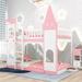 Twin Over Twin Castle Bunk Bed Creativity Kids Bed, Fairytale Castle Loft Bed with Minaret and Tower Decor for Boys Girls