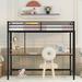 Twin Metal Loft Bed, Simple Sturdy Steel Slat Support Easy Assembly Loft Bed with Desk and Shelf for Kids & Teens Bedroom