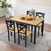Home Kitchen Table and Chairs Industrial Wooden Dining Set with Metal Frame and 4 Chairs, 5-Piece Dining Table Set