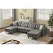 U-Shaped Sectional Sofa Modern Tech PU Leather Sofa with Double Chaises