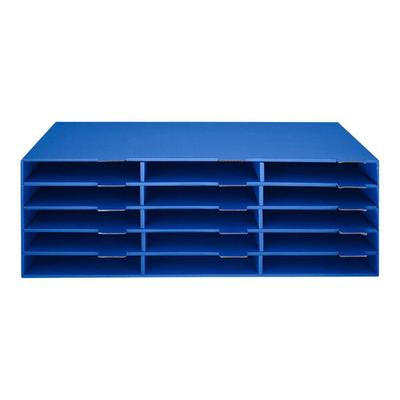ADIRoffice 29" x 13" x 9 1/2" 15-Compartment Blue Construction Paper Classroom Literature Organizer ADI501-15-CP-BLU-2 - 2/Pack