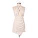 Shein Casual Dress - Mini Plunge Sleeveless: Ivory Solid Dresses - Women's Size Medium