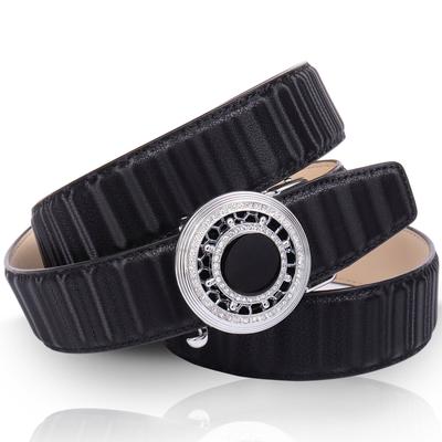 Ledergürtel ANTHONI CROWN, Damen, Gr. 100, schwarz, Leder, unifarben, klassisch, Gürtel, mit silberfarbener Automatik-Schließe und drehendem Steuerrad Image