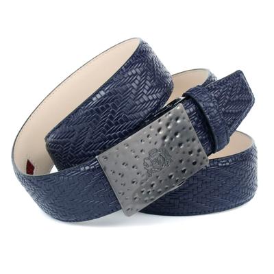 Ledergürtel ANTHONI CROWN, Damen, Gr. 110, blau (dunkelblau), Leder, unifarben, gemustert, casual,klassisch, Gürtel, 4 cm Automatik Ledergürtel für Jeans Image