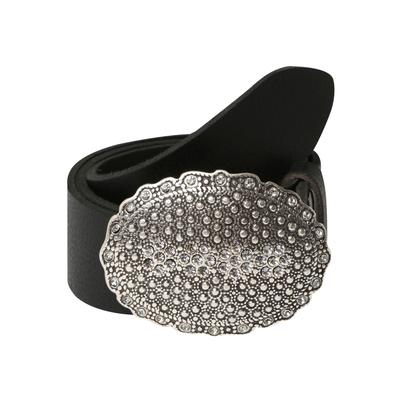 Ledergürtel, Damen, Gr. 105, schwarz, Rindsleder, RETTUNGSRING BY SHOWROOM 019, unifarben, casual,modisch, Gürtel, mit austauschbarer Schließe »Oval Nieten mit Strass« Image