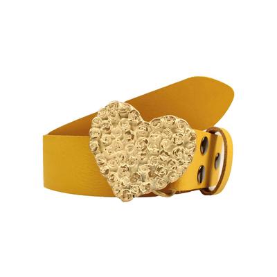 Ledergürtel, Damen, Gr. 115, gelb, Leder, RETTUNGSRING BY SHOWROOM 019, unifarben, casual,modisch,elegant, Gürtel, mit austauschbarer Schließe »Rosenherz Antik Gold« Image