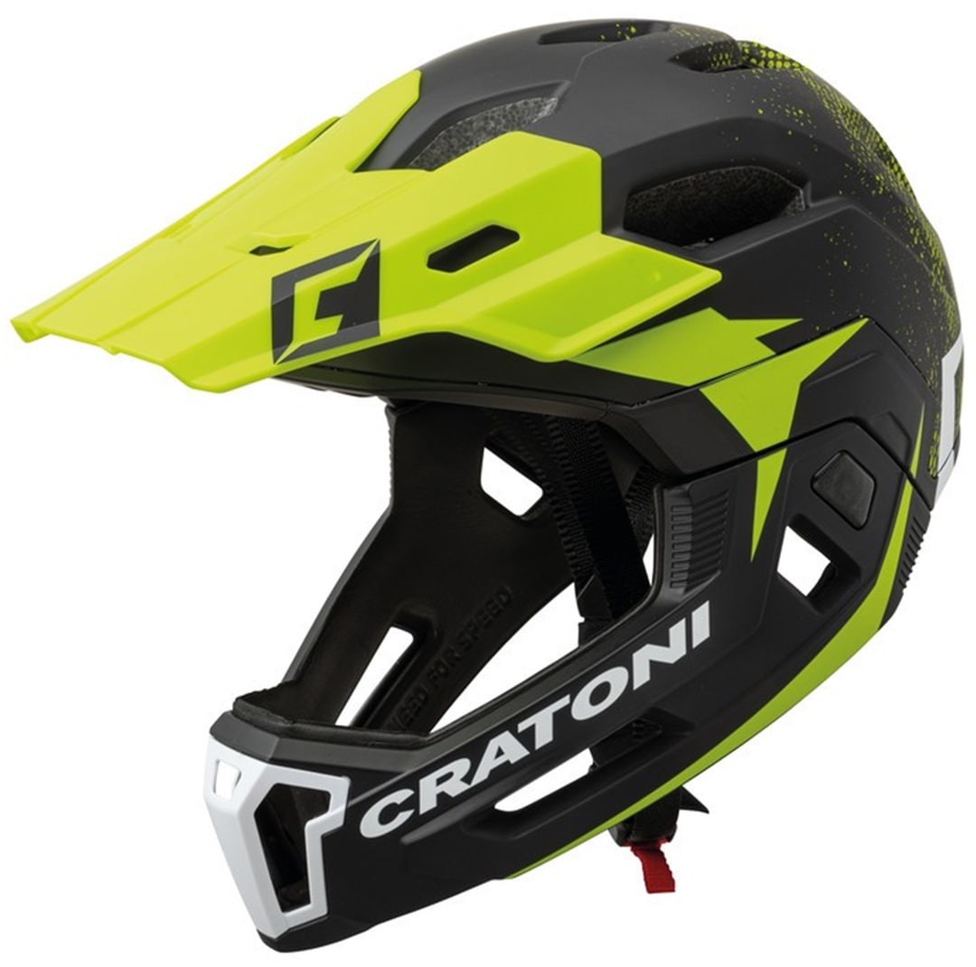 Bike Cross Helm CRATONI "MTB-Fahrradhelm C-Maniac 2.0 MX" Gr. 59, schwarz (schwarz, lime matt), Helme, 59/61 Kopfumfang: 59cm - 61cm Image