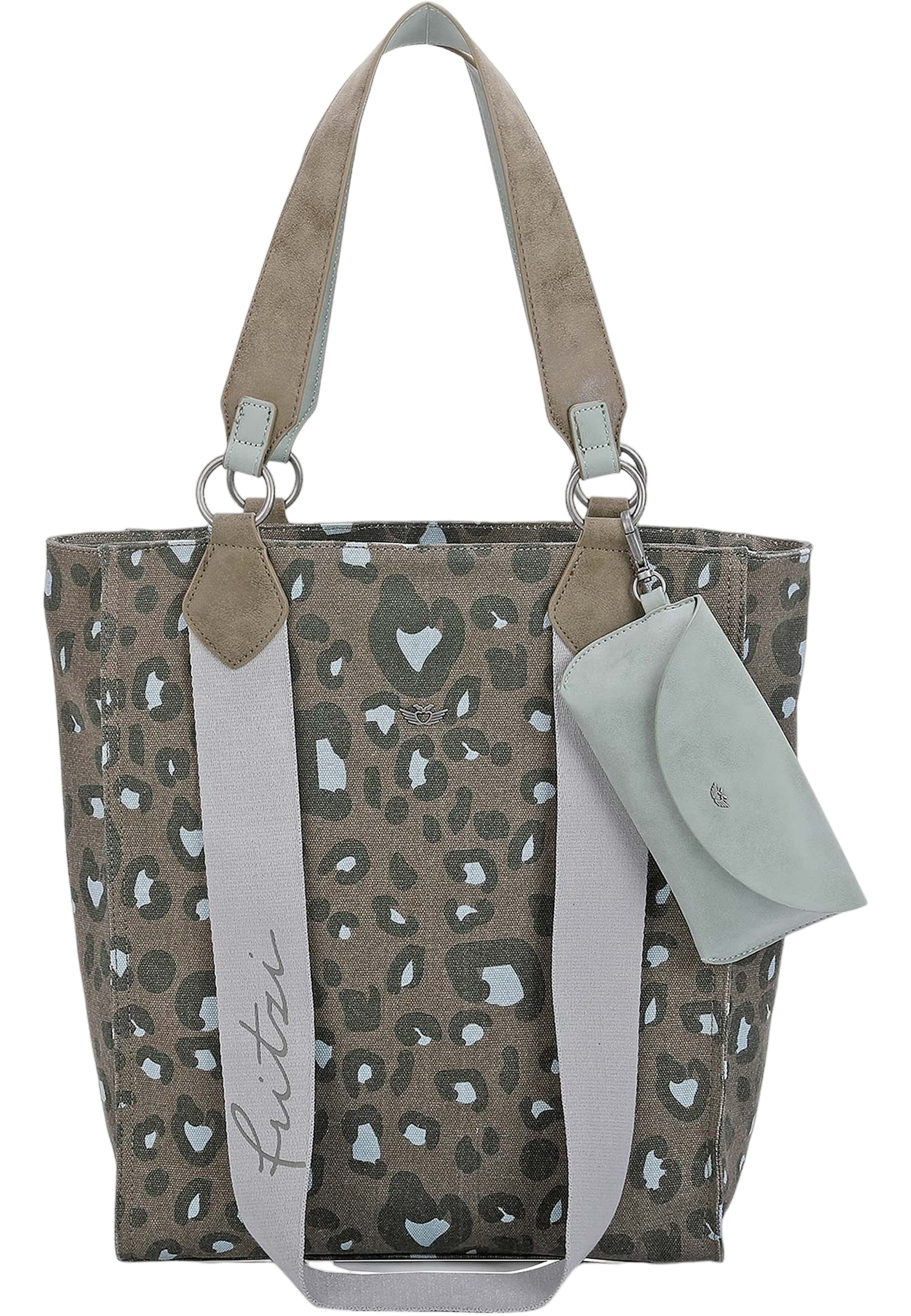 Henkeltasche FRITZI AUS PREUSSEN "Izzy02", Damen, Gr. B/H/T: 11cm x 39cm x 32cm, grün (dunkelgrün), Baumwolle, mehrfarbig, Taschen, mit abnehmbarem Brillenetui Image