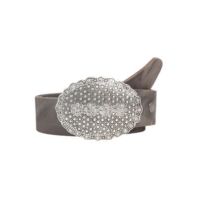 Ledergürtel, Damen, Gr. 110, grau, Rindsleder, RETTUNGSRING BY SHOWROOM 019, modisch, Gürtel, ziselierte Koppelschließe mit Glitzersteinen besetzt Image