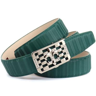 Ledergürtel ANTHONI CROWN, Damen, Gr. 100, grün, Leder, unifarben, elegant,feminin,klassisch,modisch, Gürtel, mit silberfarbener stilisierter Lilien-Schnalle Image