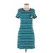 Chaps Casual Dress - A-Line Scoop Neck Short sleeves: Blue Graphic Dresses - Women's Size Medium