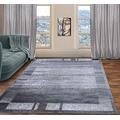 Grey Rug for Living Room - Bedroom Rug Indoor ¦ Border Abstract Modern Rug - Area Rugs ¦ Low Pile ¦ 240 x 330 ¦ Rectangular Rug ¦ Minimal Maintenance ¦ Soft and Comfortable -