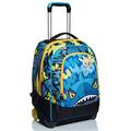 SJ GANG Rolling backpack, Wheeled Book Bag, 2 in 1, Backpack + Trolley, for Teen, Girls&Boys, For School, Sport, Free Time, Laptop Sleeve, Italian Design, multicolor with Sharky!