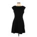 Gap Casual Dress - Mini Crew Neck Short sleeves: Black Solid Dresses - Women's Size 8