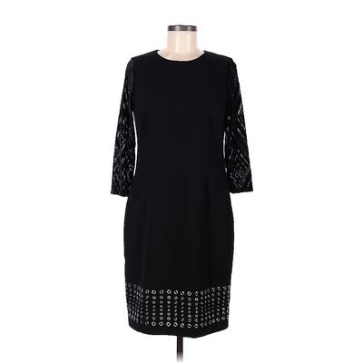 Calvin Klein Casual Dress - Midi Crew Neck 3/4 Sleeve: Black Dresses - Women's Size 8