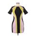 Casual Dress - Bodycon Crew Neck Short sleeves: Black Color Block Dresses - Women's Size 8