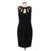 Xscape Cocktail Dress - Sheath Crew Neck Sleeveless: Black Solid Dresses - Women's Size 8