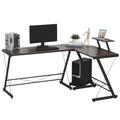 L Shaped Home Office Desk Gaming Workstation with Shelf & CPU Stand