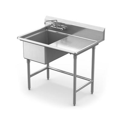 Winholt WS1T2028RD24 46 1/2" 1 Compartment Sink w/ 20"L x 28"W Bowl, 12" Deep, Stainless Steel