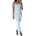 Robe Midi moulante Sexy pour femmes robe de Cocktail de Club de couleur unie sans manches à