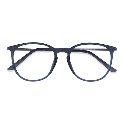 Female s round Matte Blue Metal,Plastic Prescription eyeglasses - Eyebuydirect s Naomi