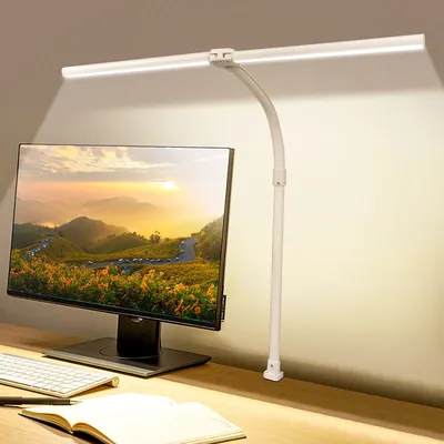 LAOPAO Double Head LED Desk Lamp EU/US Architect Desk Lamps Office 24W Brightest 5Color Modes and 5 Dimmable Eye Protection lamp