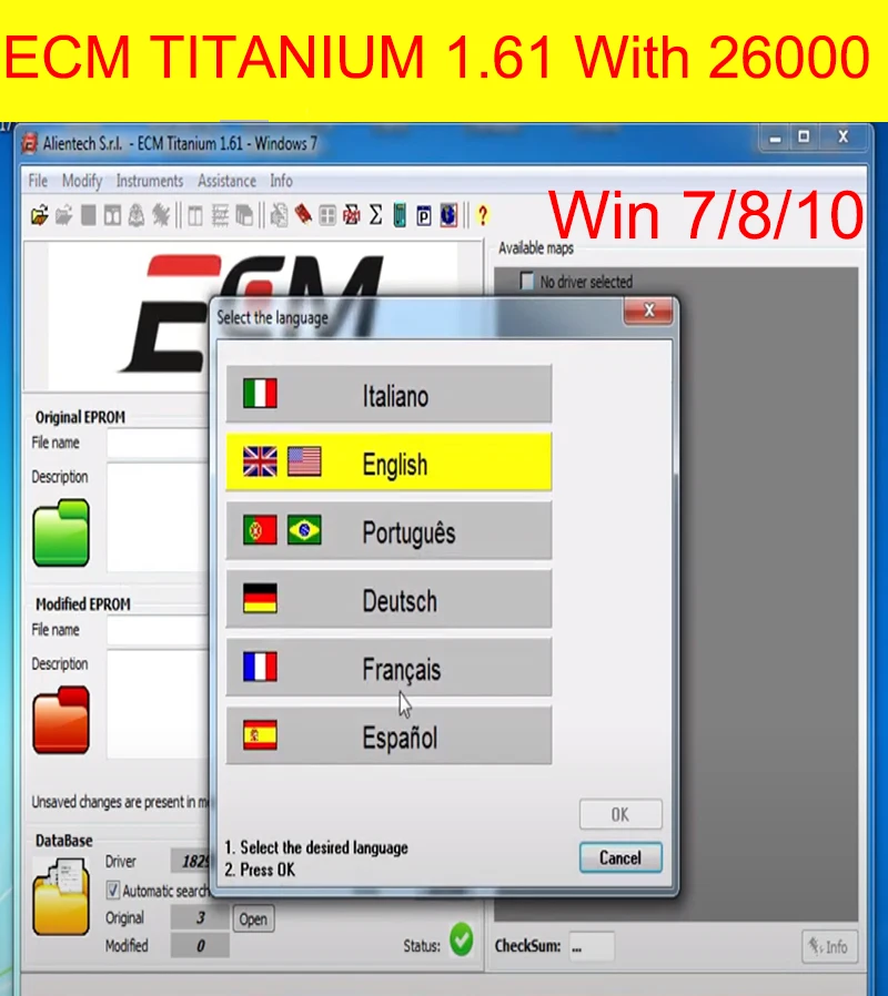 2023 hot ecm titan 1,61 mit 18259 treiber ecm treiber für ecu tool senden link oder cd oder usb windows 7/ Image