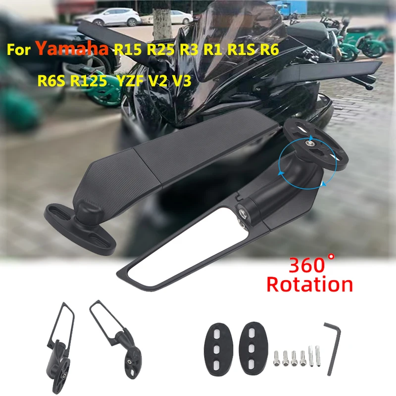 Für Yamaha R15V3 R25 R3 R1 R1S R125 YZF Seite Spiegel Modifizierte Wind Flügel Rotierenden Espelhos Moto Espejo Retrovisor Rückspiegel Image