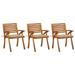 Buyweek Patio Dining Chairs with Cushions 3 pcs Solid Acacia Wood