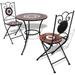 Buyweek 3 Piece Bistro Set Ceramic Tile Terracotta and White