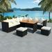 Buyweek 7 Piece Patio Lounge Set with Cushions Poly Rattan Black